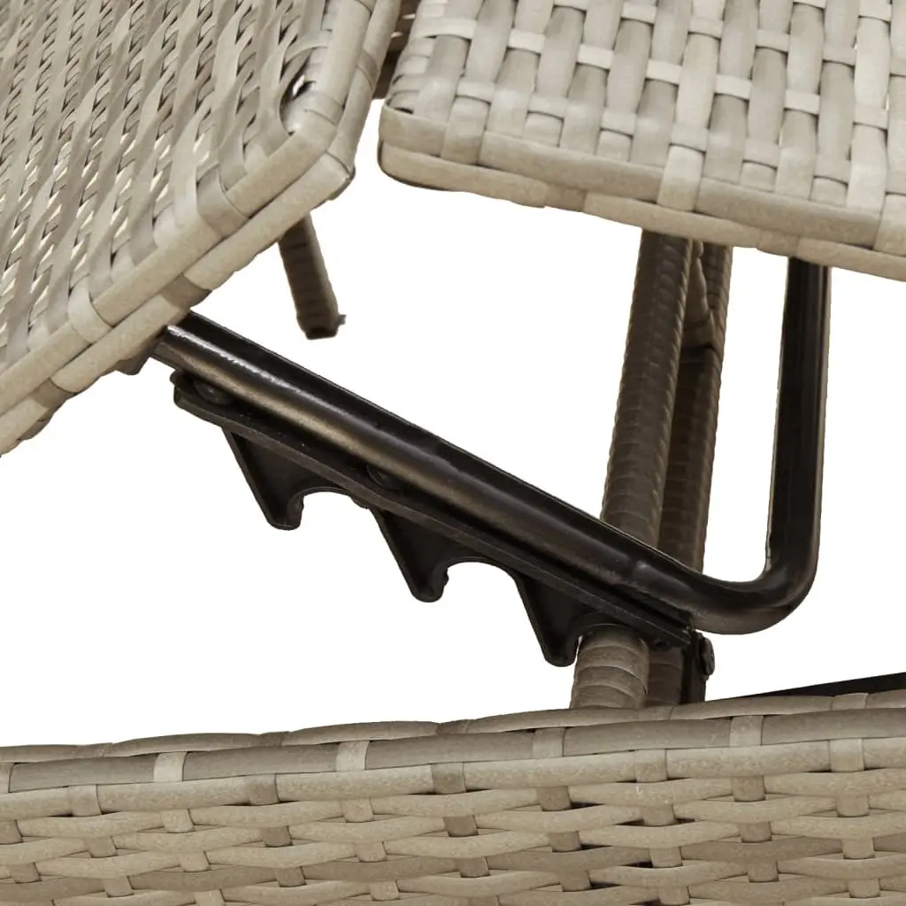 Sun Lounger Set PE Rattan Adjustable 2 pcs Grey Outdoor Garden Furniture