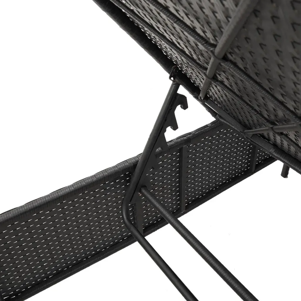 Sun Lounger Outdoor Seating Adjustable Backrest PE Rattan Frame with Side Table and Cushion Black