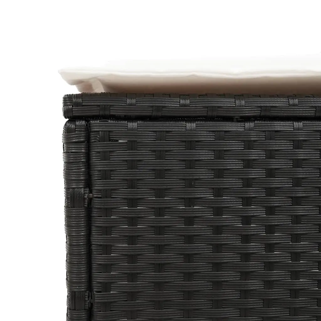 Sun Lounger Outdoor Seating Adjustable Backrest PE Rattan Frame with Side Table and Cushion Black