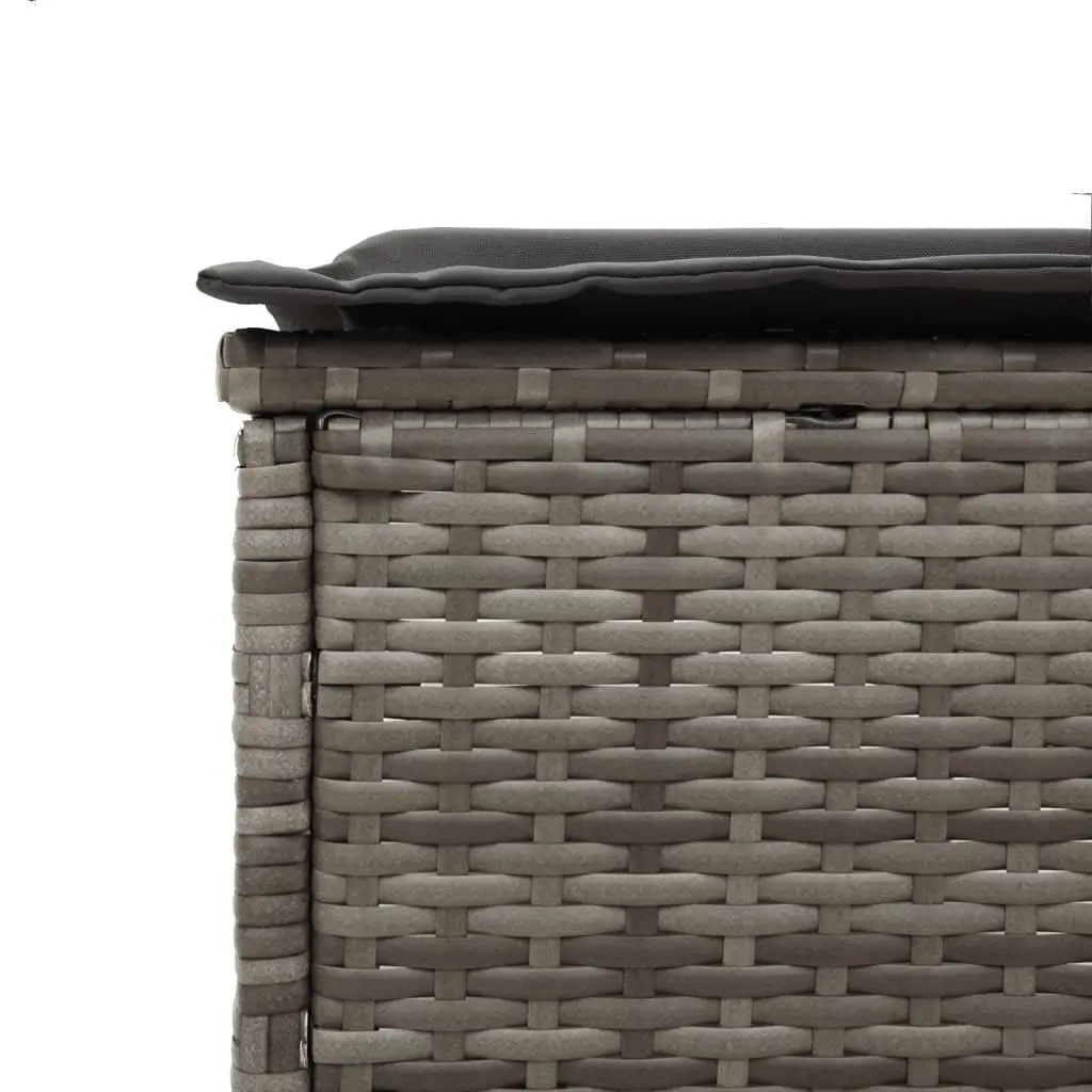 Sun Lounger Poly Rattan Adjustable Backrest Grey with Side Table and Cushion