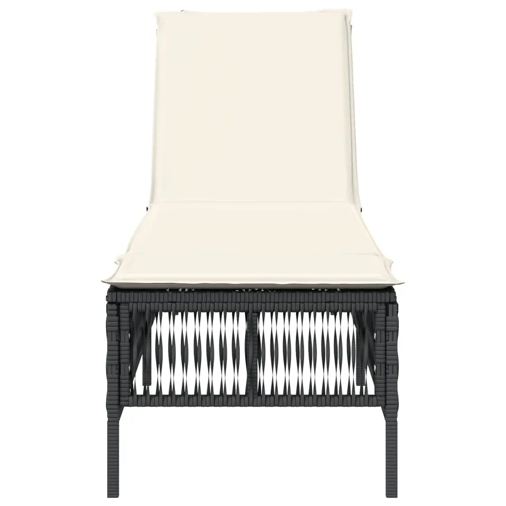 Sun Lounger PE Rattan Chair Adjustable Backrest Black