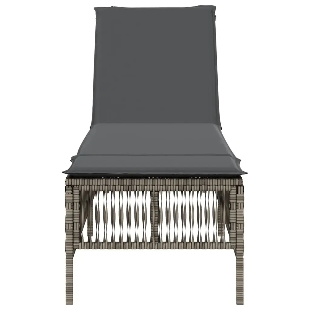 Adjustable Outdoor Reclining Chair with Grey Cushion Durable PE Rattan Frame