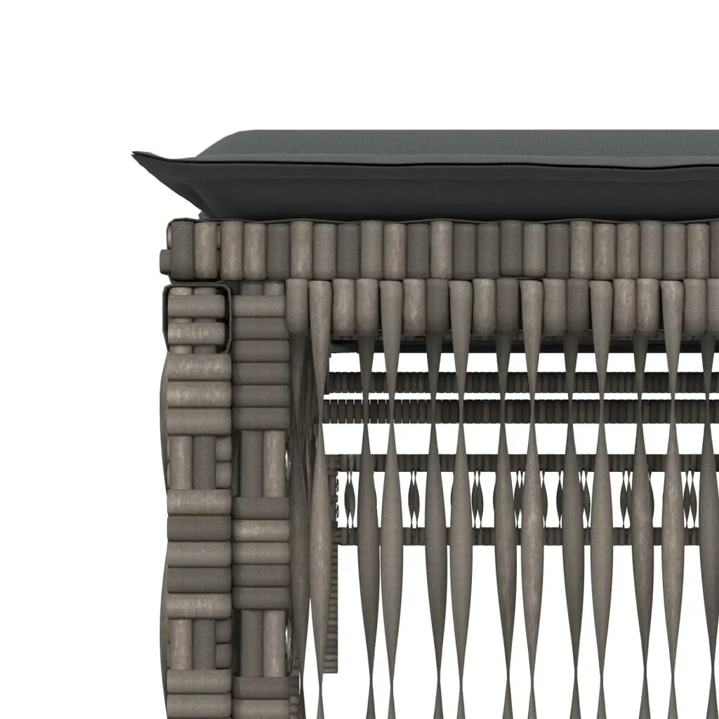 Adjustable Outdoor Reclining Chair with Grey Cushion Durable PE Rattan Frame