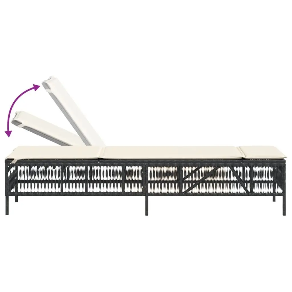 Sun Loungers PE Rattan Adjustable Backrest 2 pcs Black Outdoor Garden Furniture