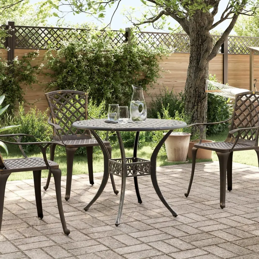 Garden Table Cast Aluminium Brown Round Ø90x75 cm