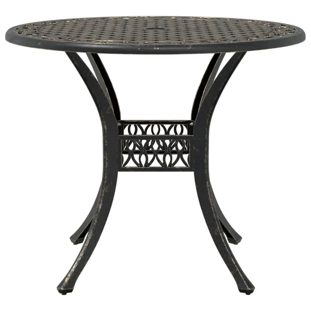 Garden Table Cast Aluminium Brown Round Ø90x75 cm