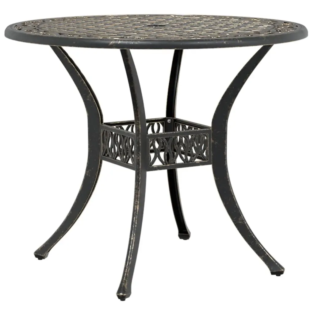 Garden Table Cast Aluminium Brown Round Ø90x75 cm