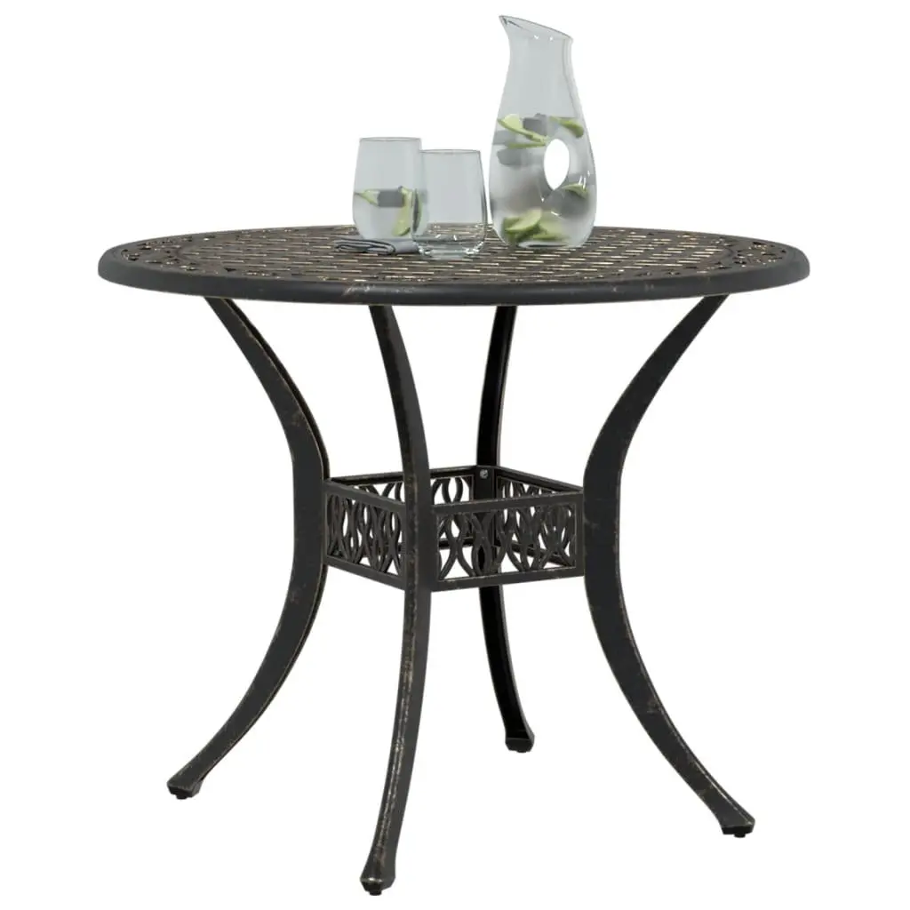 Garden Table Cast Aluminium Brown Round Ø90x75 cm