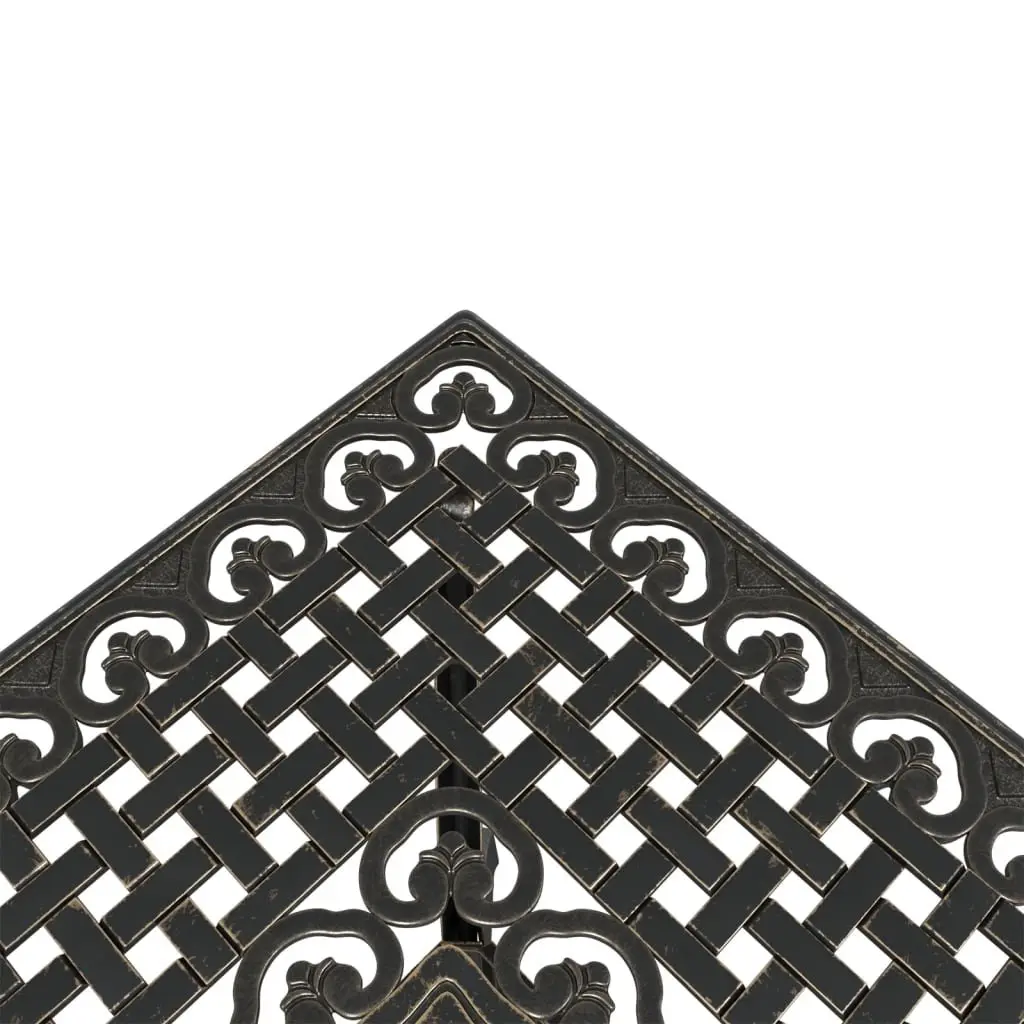 Garden Table Cast Aluminium 80cm Brown Outdoor Patio Furniture with Umbrella Hole