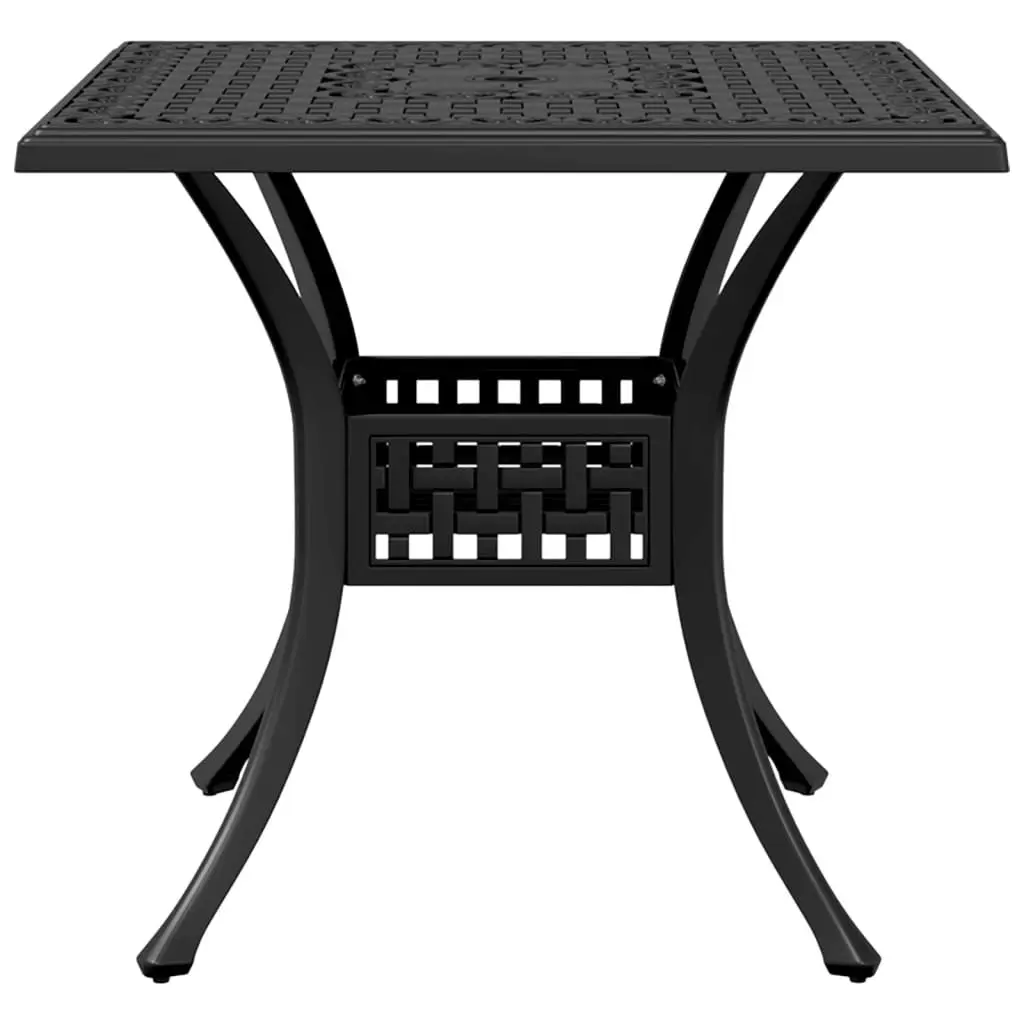 Outdoor Patio Garden Table Cast Aluminium Black 80x80x75 cm with Umbrella Hole