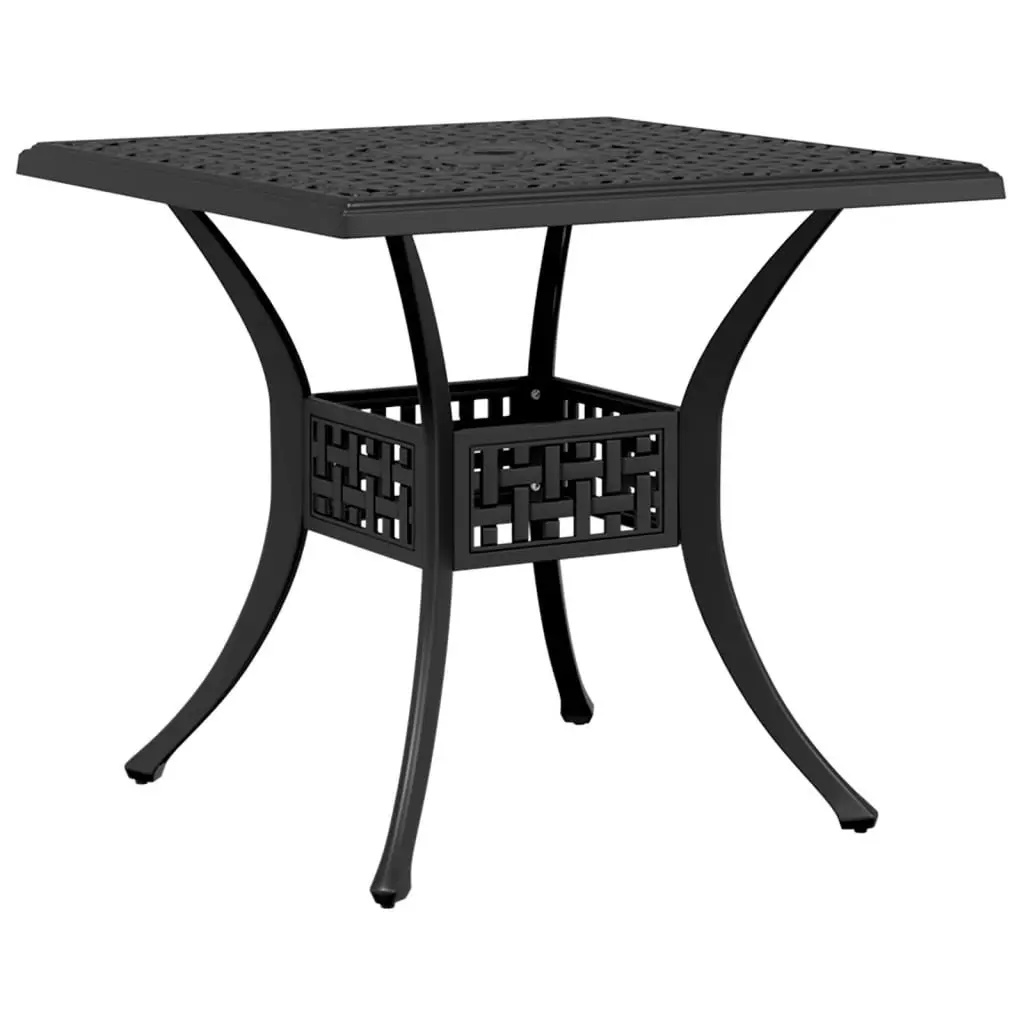 Outdoor Patio Garden Table Cast Aluminium Black 80x80x75 cm with Umbrella Hole