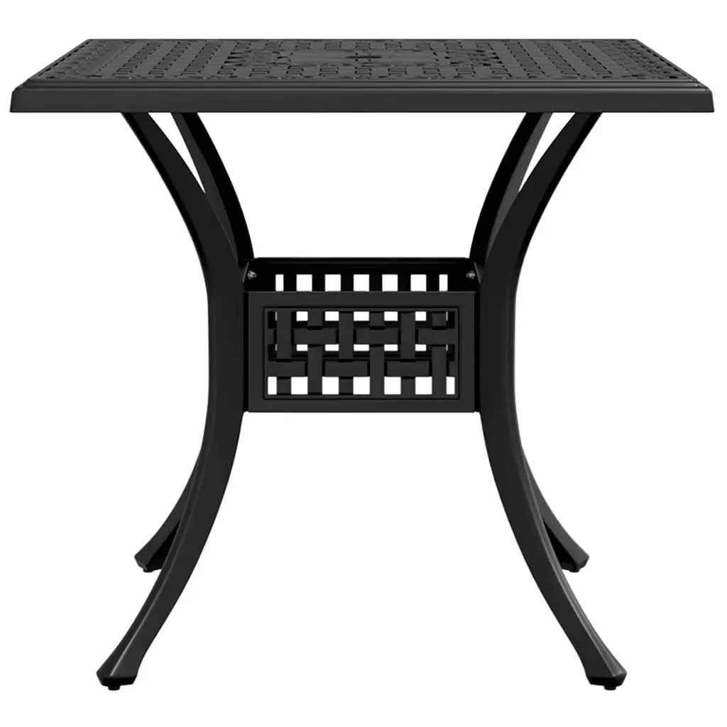 Outdoor Patio Garden Table Cast Aluminium Black 80x80x75 cm with Umbrella Hole