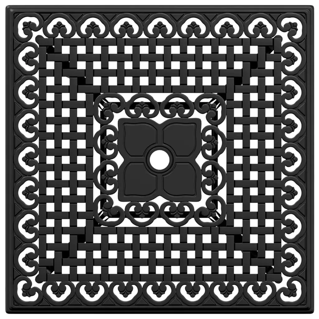Outdoor Patio Garden Table Cast Aluminium Black 80x80x75 cm with Umbrella Hole