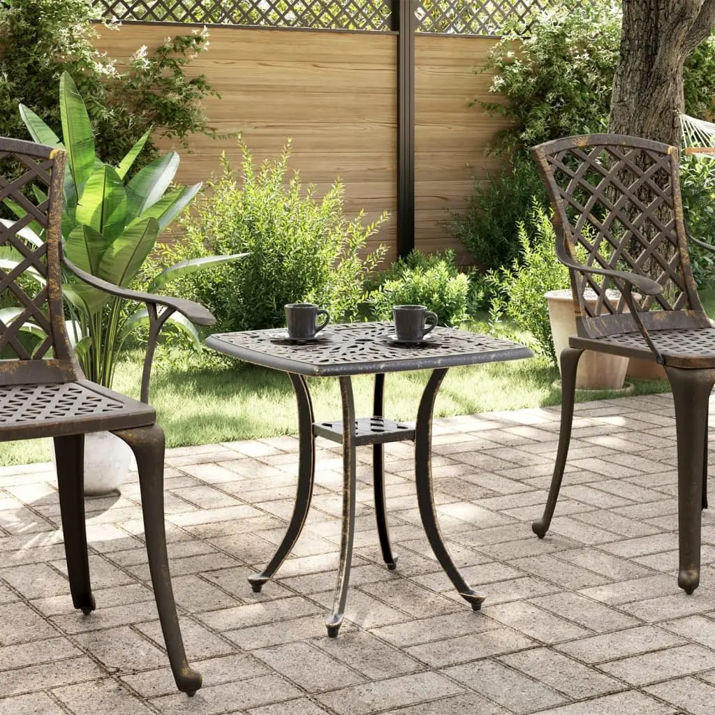 Garden Table Brown Outdoor Patio Furniture Cast Aluminium Umbrella Hole