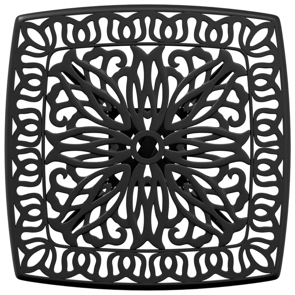 Black Garden Table Cast Aluminium 53x53x53cm Outdoor Furniture with Umbrella Hole for Patio and Garden
