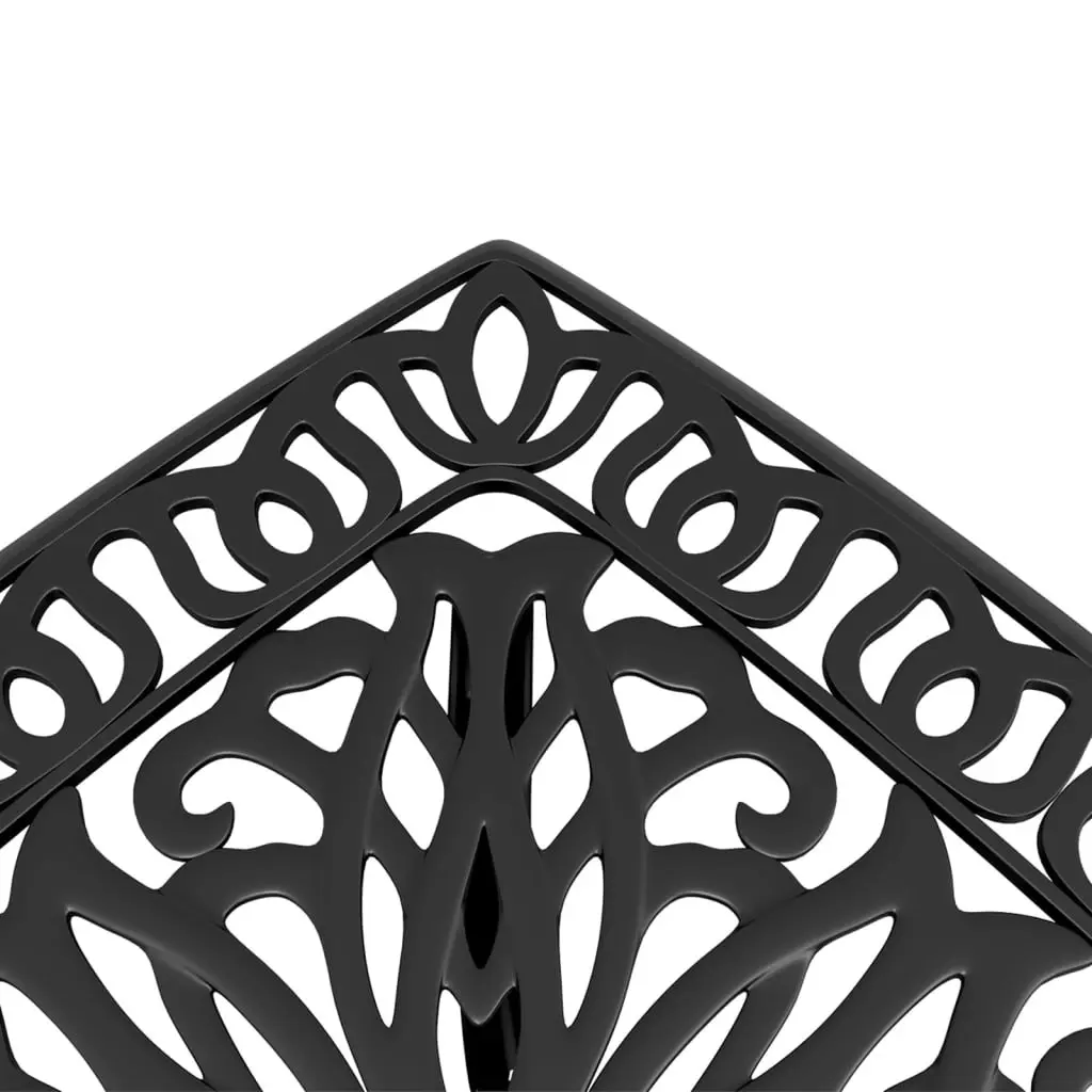 Black Garden Table Cast Aluminium 53x53x53cm Outdoor Furniture with Umbrella Hole for Patio and Garden