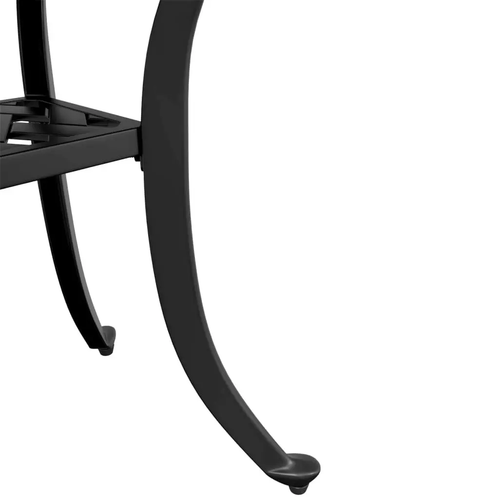 Black Garden Table Cast Aluminium 53x53x53cm Outdoor Furniture with Umbrella Hole for Patio and Garden