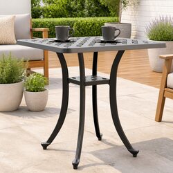 Garden Table Outdoor Furniture Black Square Cast Metal 53x53x53 cm Patio Dining