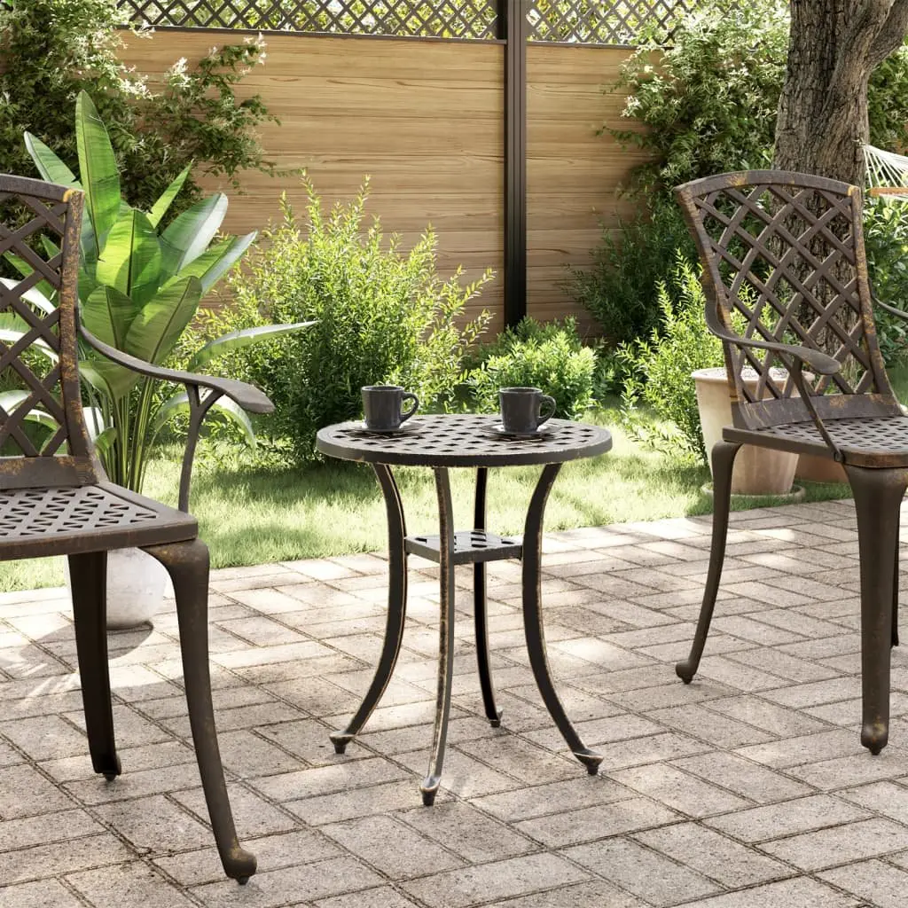 Garden Table Round Outdoor Patio Furniture Cast Metal Brown Ø48x53cm
