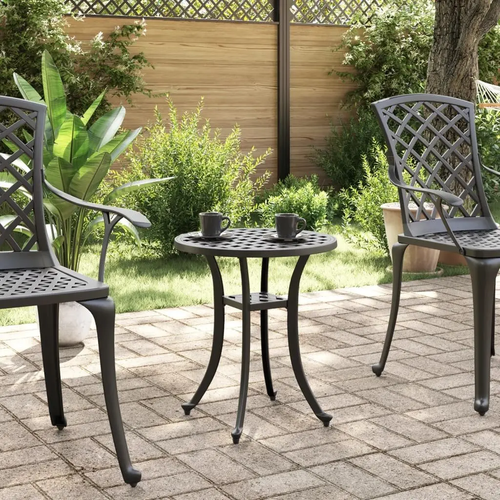 Garden Table Round Outdoor Patio Furniture Black Ø48x53cm Dining Side Table