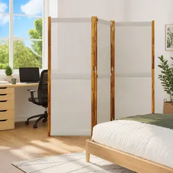 3-Panel Grey Folding Privacy Screen 210x180 cm
