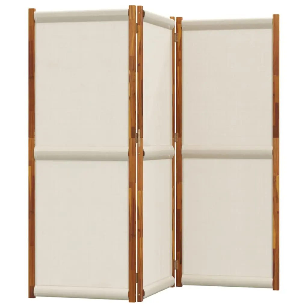 3-Panel Room Divider Solid Acacia Wood 210x180 cm Grey Folding Partition Privacy Screen Indoor