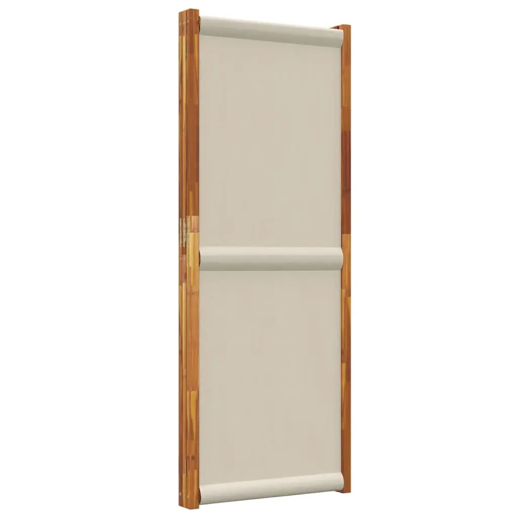 3-Panel Room Divider Solid Acacia Wood 210x180 cm Grey Folding Partition Privacy Screen Indoor