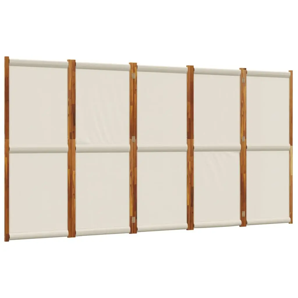 5 Panel Folding Privacy Screen Grey Solid Acacia Wood Indoor Outdoor Room Divider
