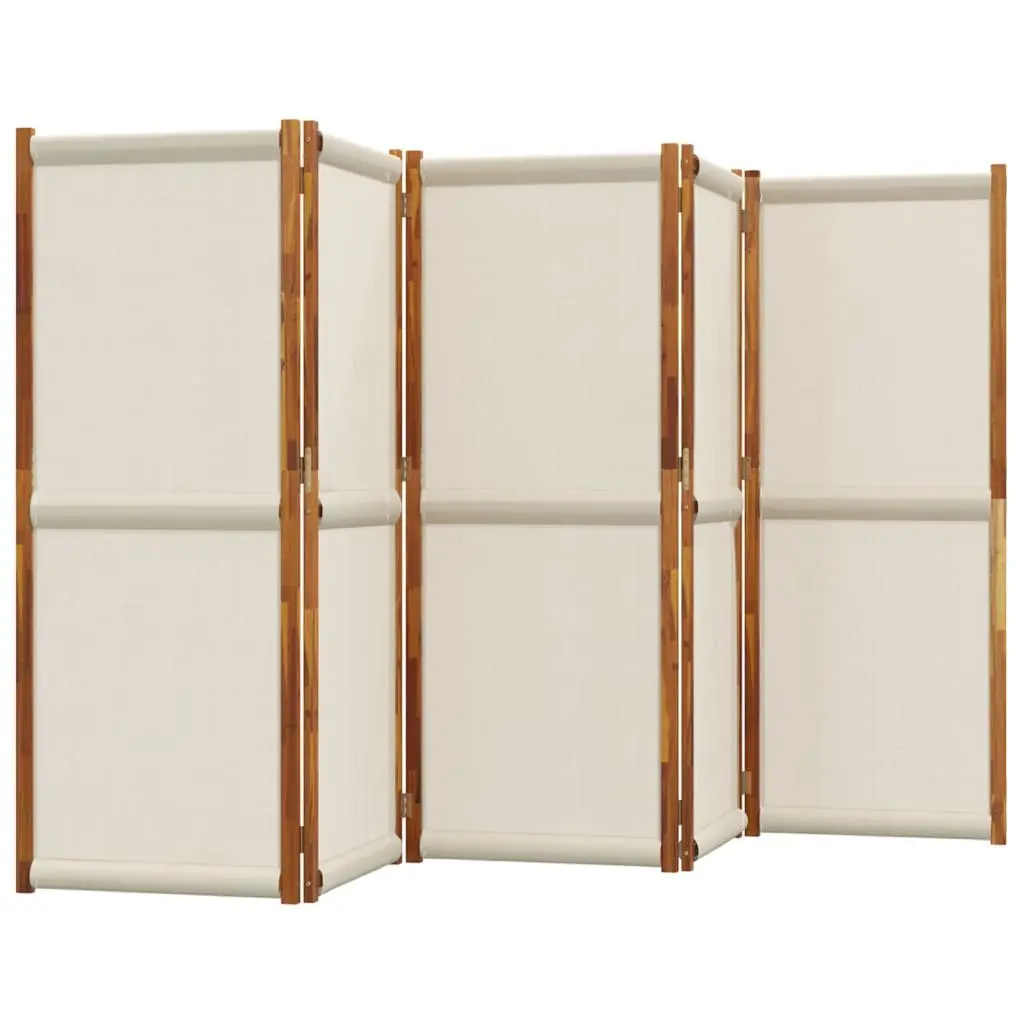 5 Panel Folding Privacy Screen Grey Solid Acacia Wood Indoor Outdoor Room Divider