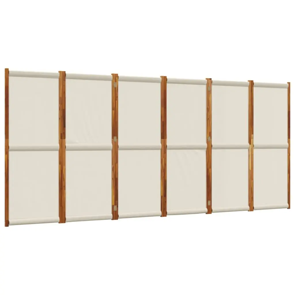 6-Panel Room Divider Solid Acacia Wood Grey Folding Privacy Screen Indoor Outdoor Space Partition