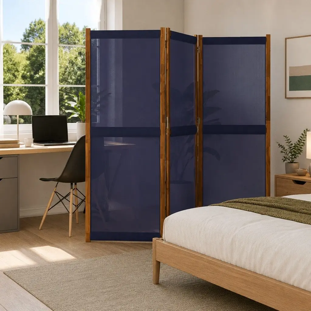 3-Panel Blue Room Divider for Home Use