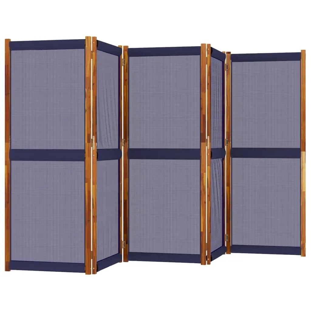 5-Panel Room Divider Screen Acacia Wood 350 x 180 cm Blue