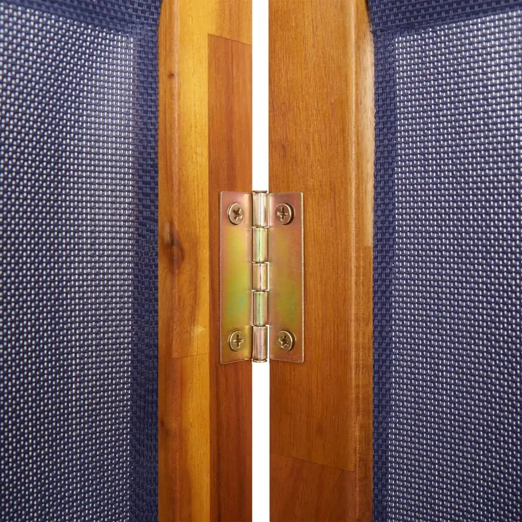 5-Panel Room Divider Screen Acacia Wood 350 x 180 cm Blue