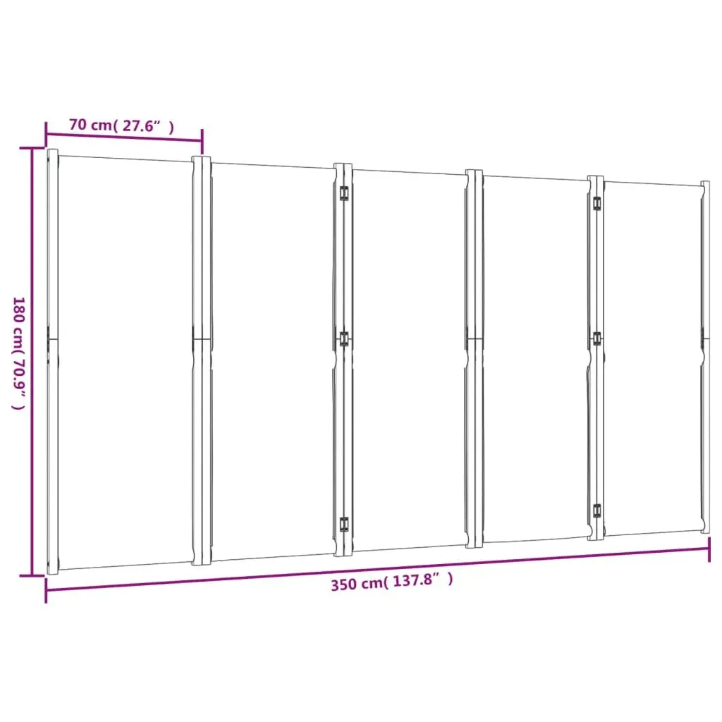 5-Panel Room Divider Screen Acacia Wood 350 x 180 cm Blue