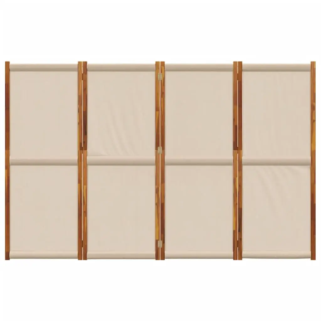4-Panel Room Divider Solid Acacia Wood Folding Privacy Screen 280 x 180 cm Taupe