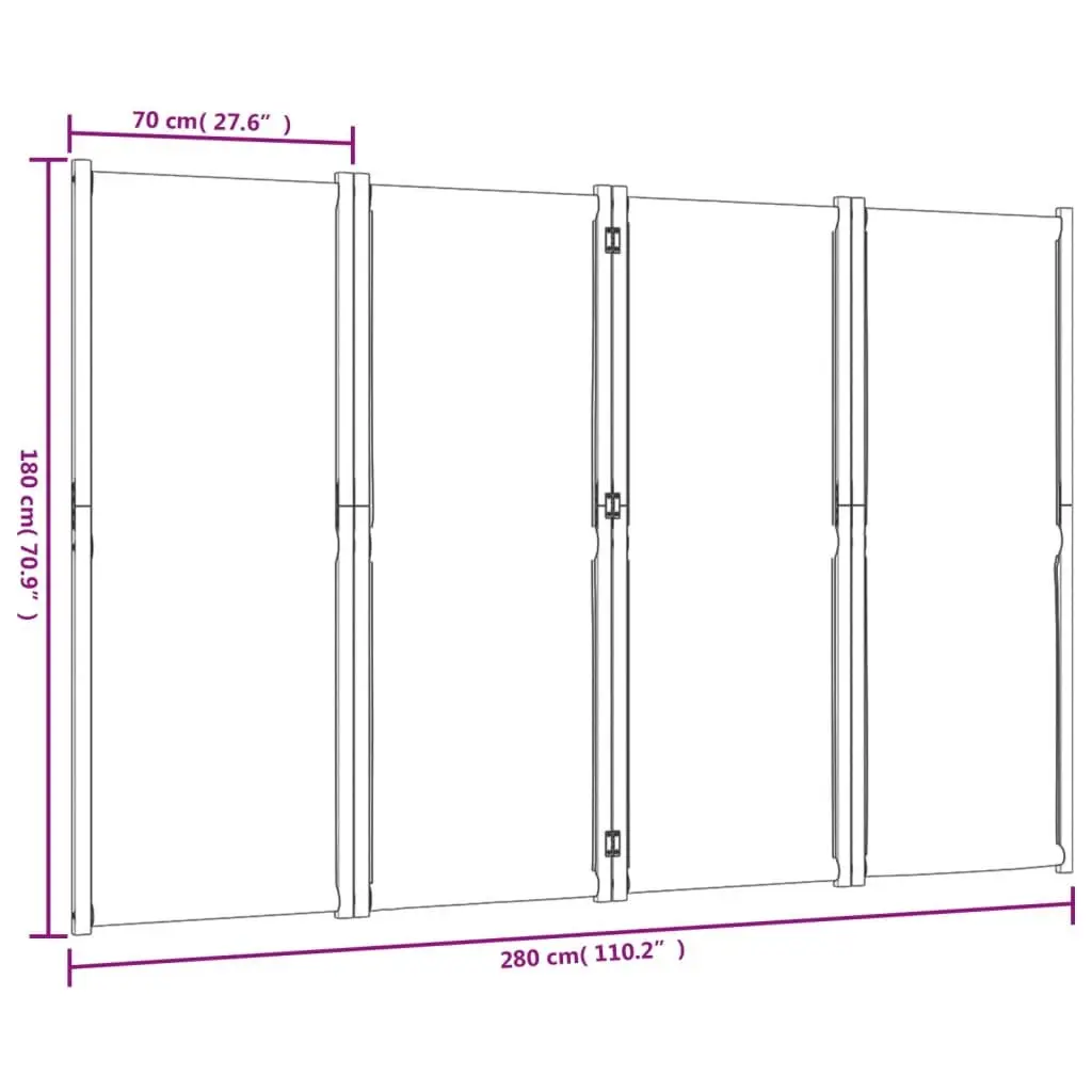 4-Panel Room Divider Solid Acacia Wood Folding Privacy Screen 280 x 180 cm Taupe