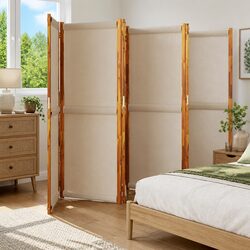 6-Panel Room Divider Privacy Screen Folding Partition Indoor Outdoor Taupe