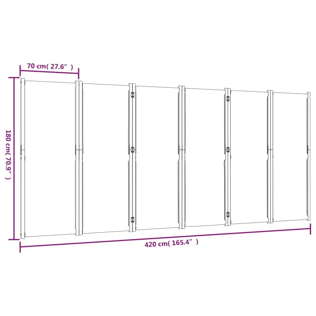 6-Panel Room Divider Folding Partition Solid Acacia Wood Weather-Resistant Textilene Taupe 420 x 180 cm