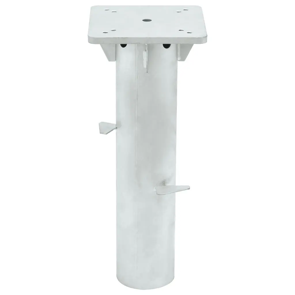 Steel Parasol Base Silver 16x16x39.5cm In-Ground Durable Umbrella Stand