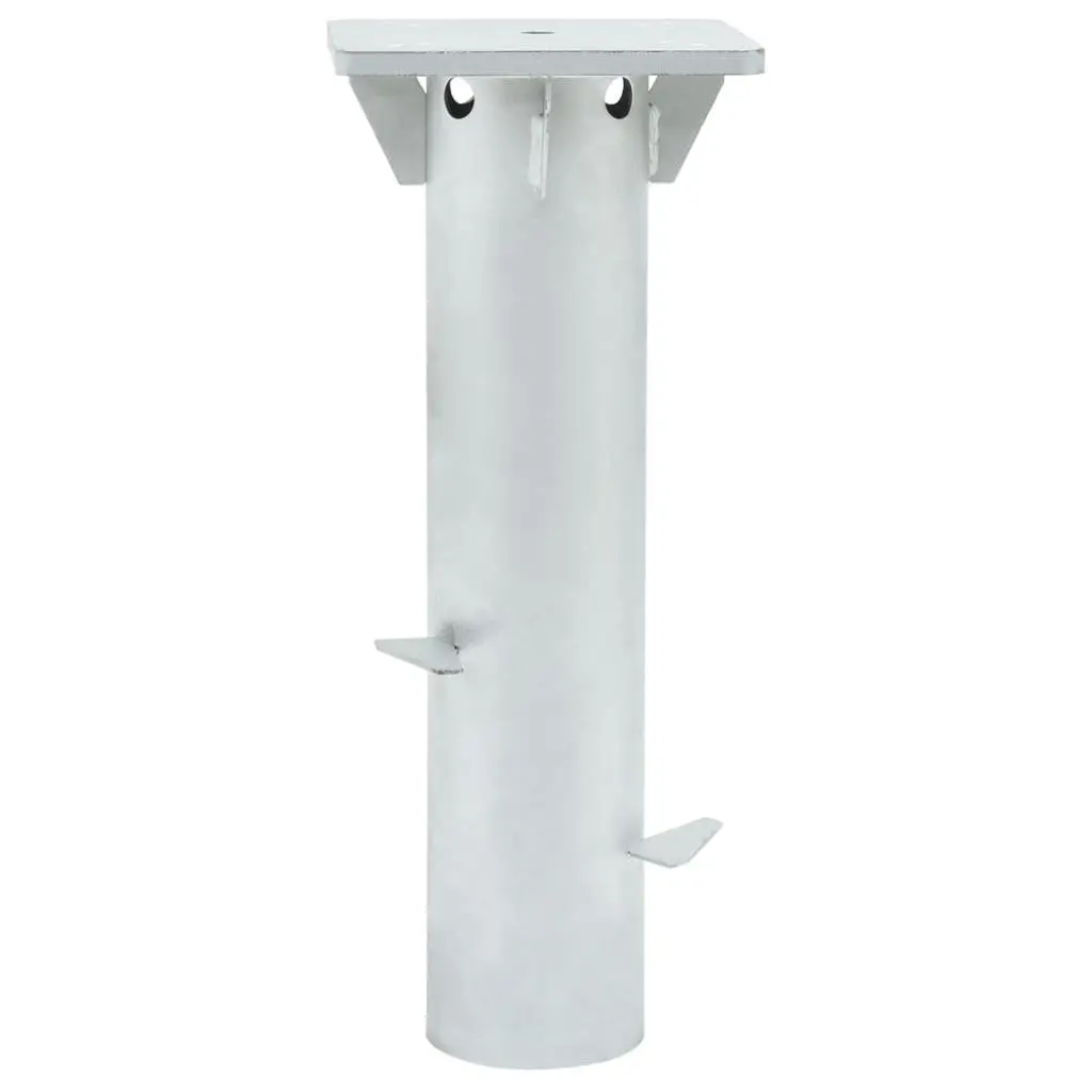 Steel Parasol Base Silver 16x16x39.5cm In-Ground Durable Umbrella Stand