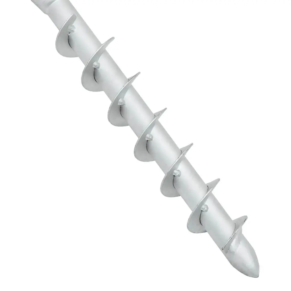 Steel In-Ground Parasol Base 16x16x52 cm Silver Outdoor Umbrella Anchor with Screw-In Rod