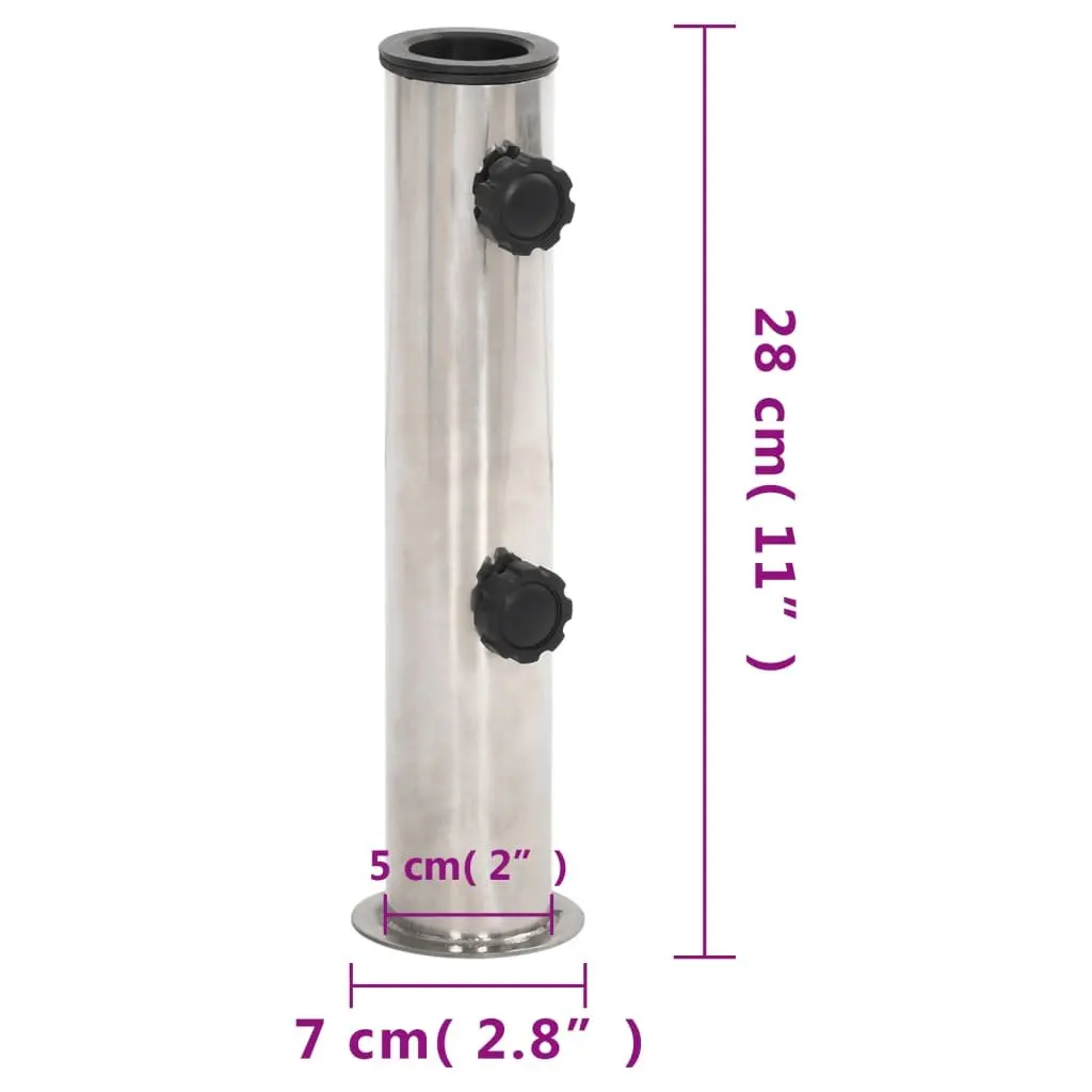 Parasol Base Stainless Steel Adjustable 38mm 48mm Silver Outdoor Umbrella Stand
