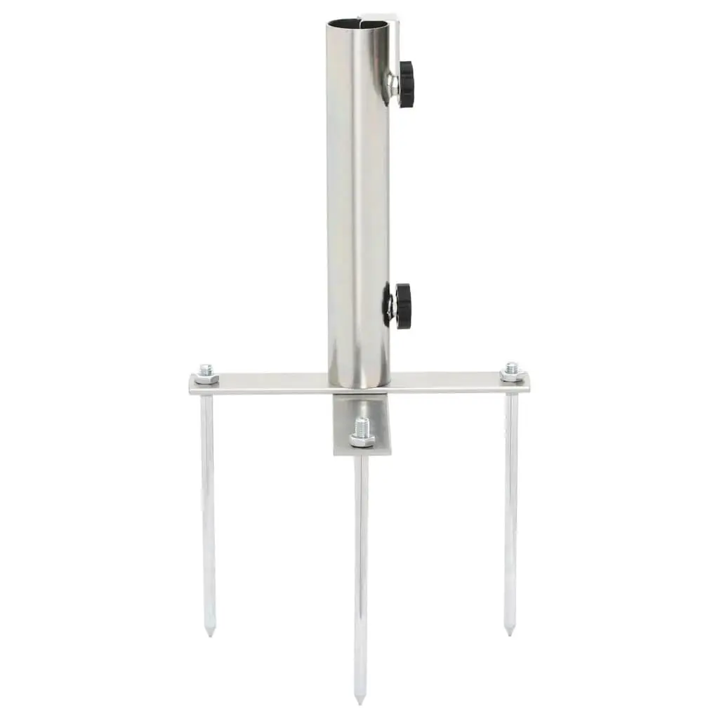 Parasol Base Steel Adjustable 32 to 38 mm Silver with Ground Spikes