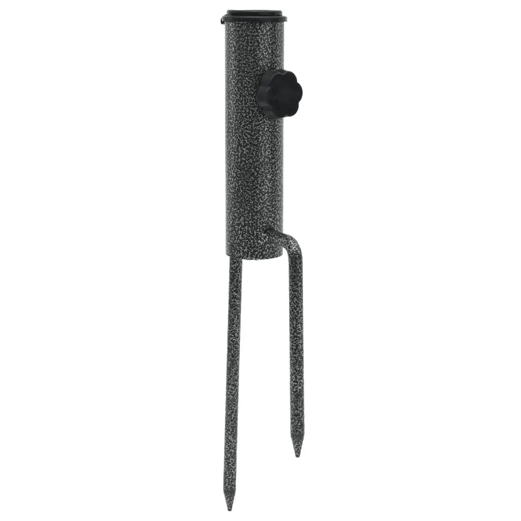 Outdoor Umbrella Holder Base Galvanised Steel Ground Insert with Spikes 9x35cm 2 Piece