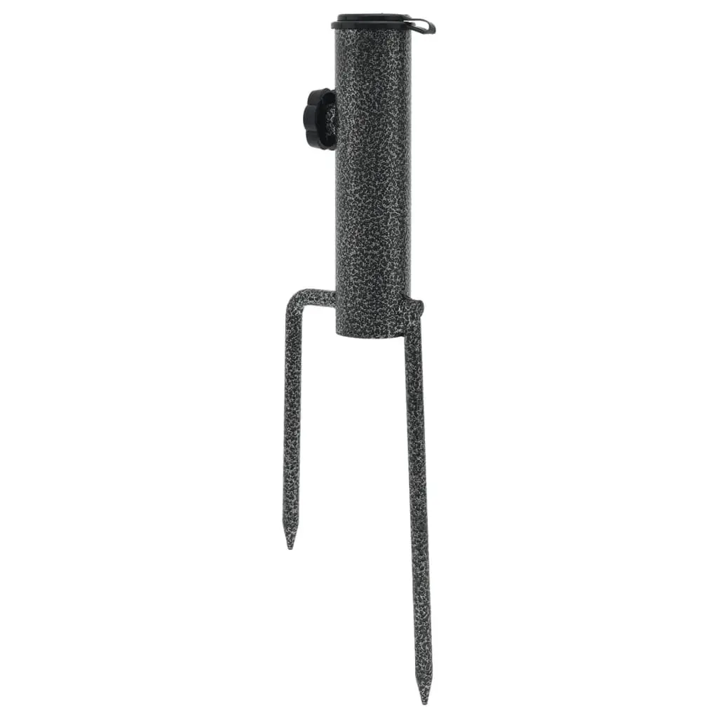 Outdoor Umbrella Holder Base Galvanised Steel Ground Insert with Spikes 9x35cm 2 Piece