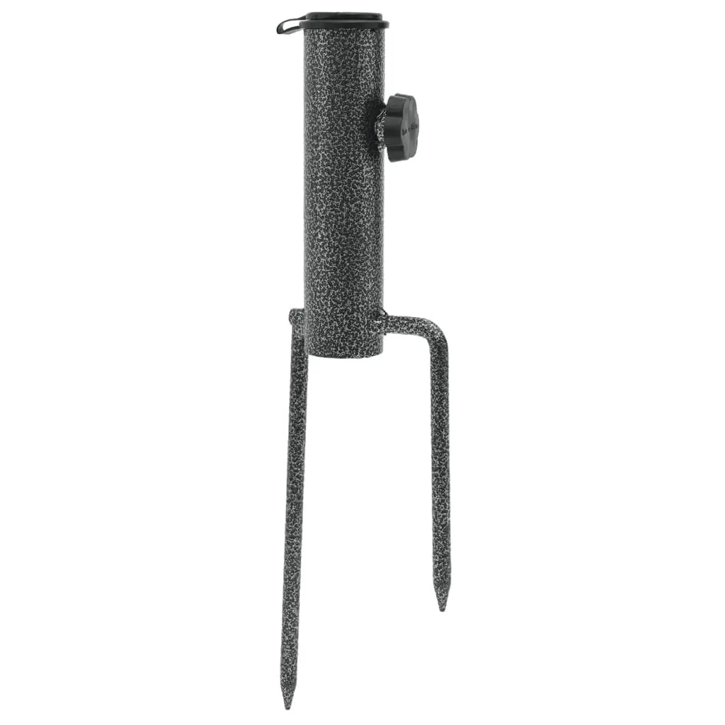 Outdoor Umbrella Holder Base Galvanised Steel Ground Insert with Spikes 9x35cm 2 Piece