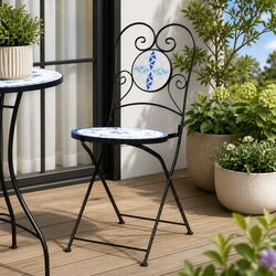 Set of 2 Foldable Bistro Chairs with Ceramic Mosaic Top