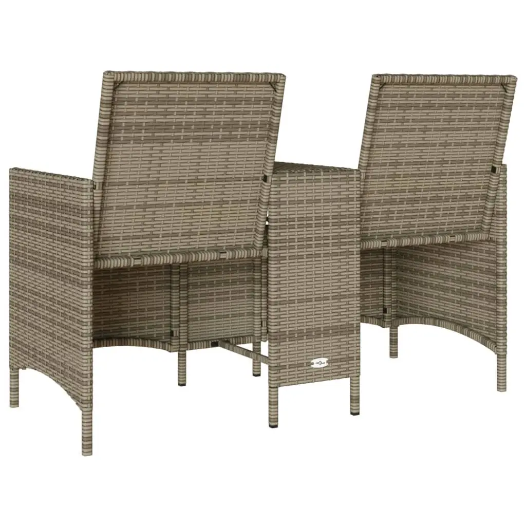 Outdoor Garden Sofa Poly Rattan 2-Seater Grey with Cushions and Table Patio Furniture