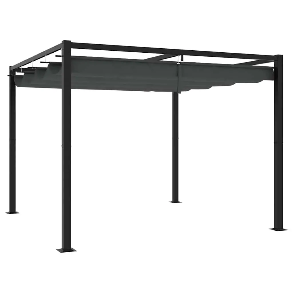 Garden Gazebo Anthracite Steel Frame 3x3m Outdoor Shelter with Retractable Roof
