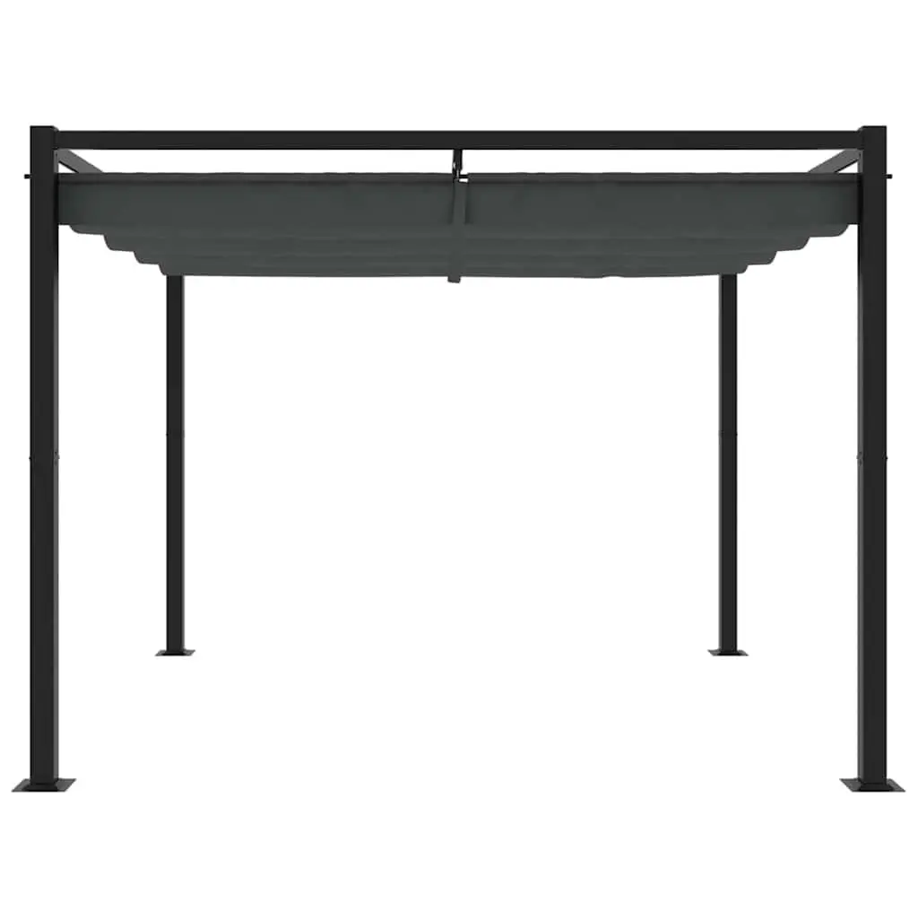 Garden Gazebo Anthracite Steel Frame 3x3m Outdoor Shelter with Retractable Roof